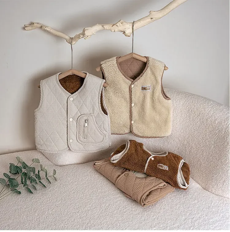 Neue Herbst-Winter-Fleece-Strickjacke Weste für Jungen Mädchen Baby Warme Weste Leichte Kinder Ärmellose Jacke Lässige Innenweste für Kinder – Detail 17