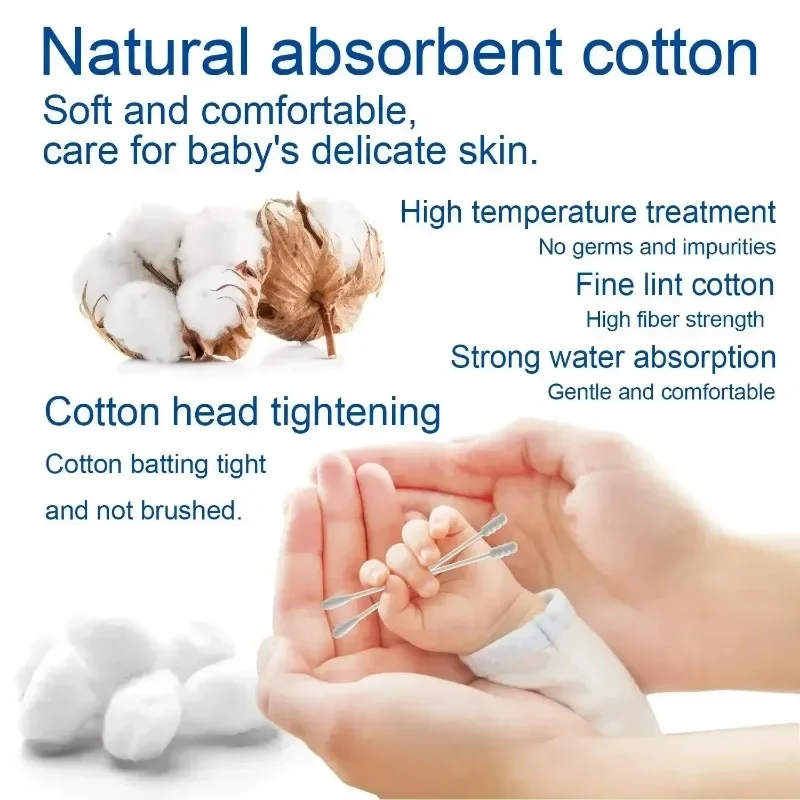 5 упаковок, 100 шт. в упаковке, двусторонние ватные тампоны, детские ватные тампоны, палочки для чистки ушей, полезные инструменты для чистки
