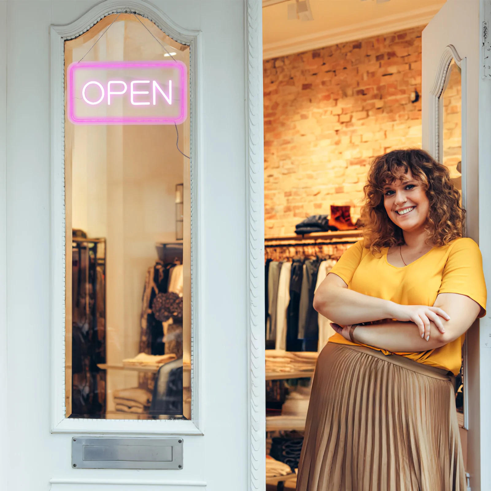 

1Set LED Open Sign High Visibility Lighted Business Signs Easy Setup Dimmer Control Flexible Display Options Office Open Signs