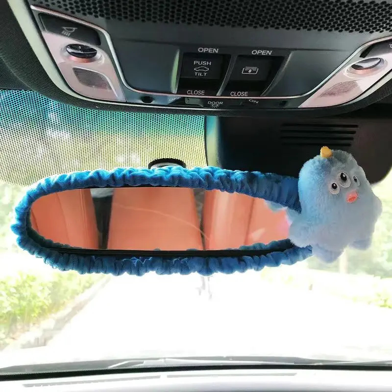 Cartoon Cute Car Rearview Mirror Cover Interior Reversing Mirror Cover Little Monster Electric Car Ornament Car Accessories