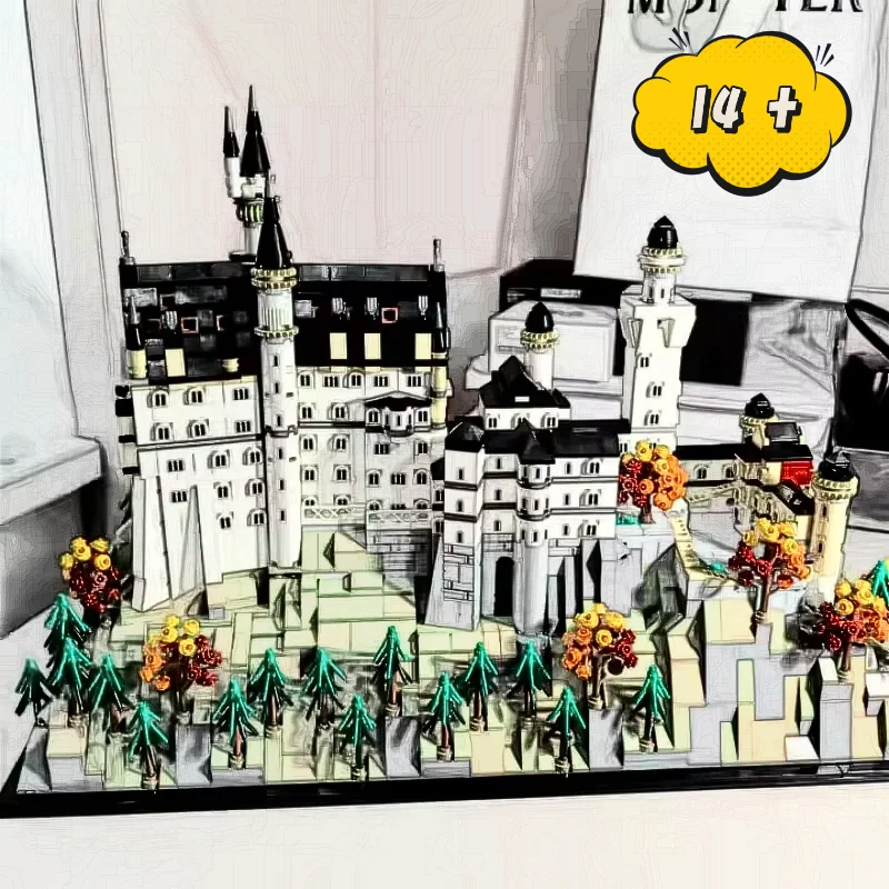 

3455Pcs Neuschwanstein Castle Building Block Art Crafts Architecture Street View Ornament Model Brick Birthday Christmas Gift