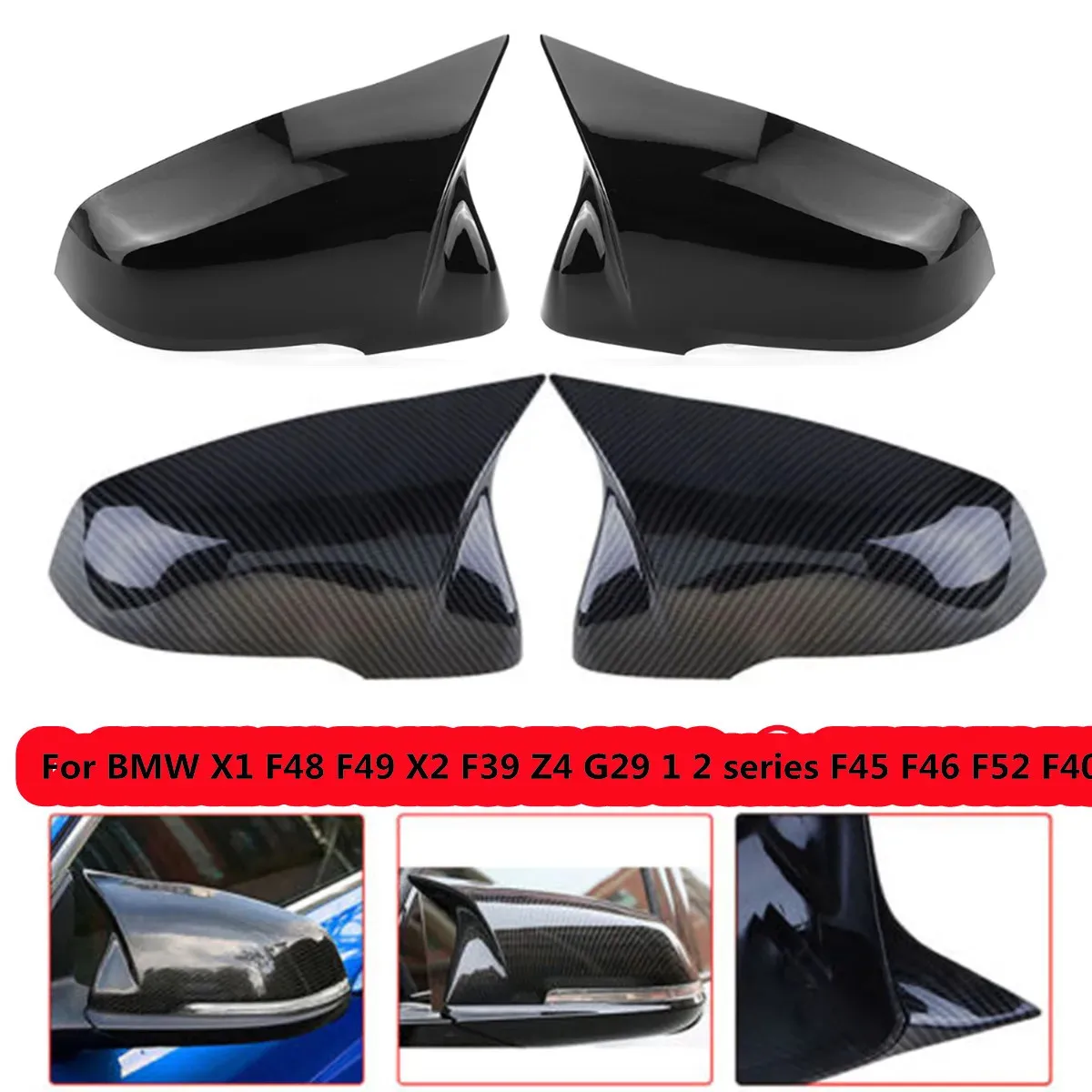

Pair Rearview Side Mirror Cover caps For BMW X1 F48 X2 F39 Z4 G29 1 2 series F44 F49 F52 F40 Replacement Door Mirror Cover