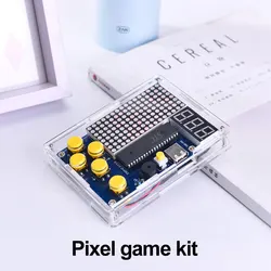 DIY Game Kit Pixel Game Console 51 Microcontroller Game Console Snake Racing Pixel Game Console with Acrylic Case