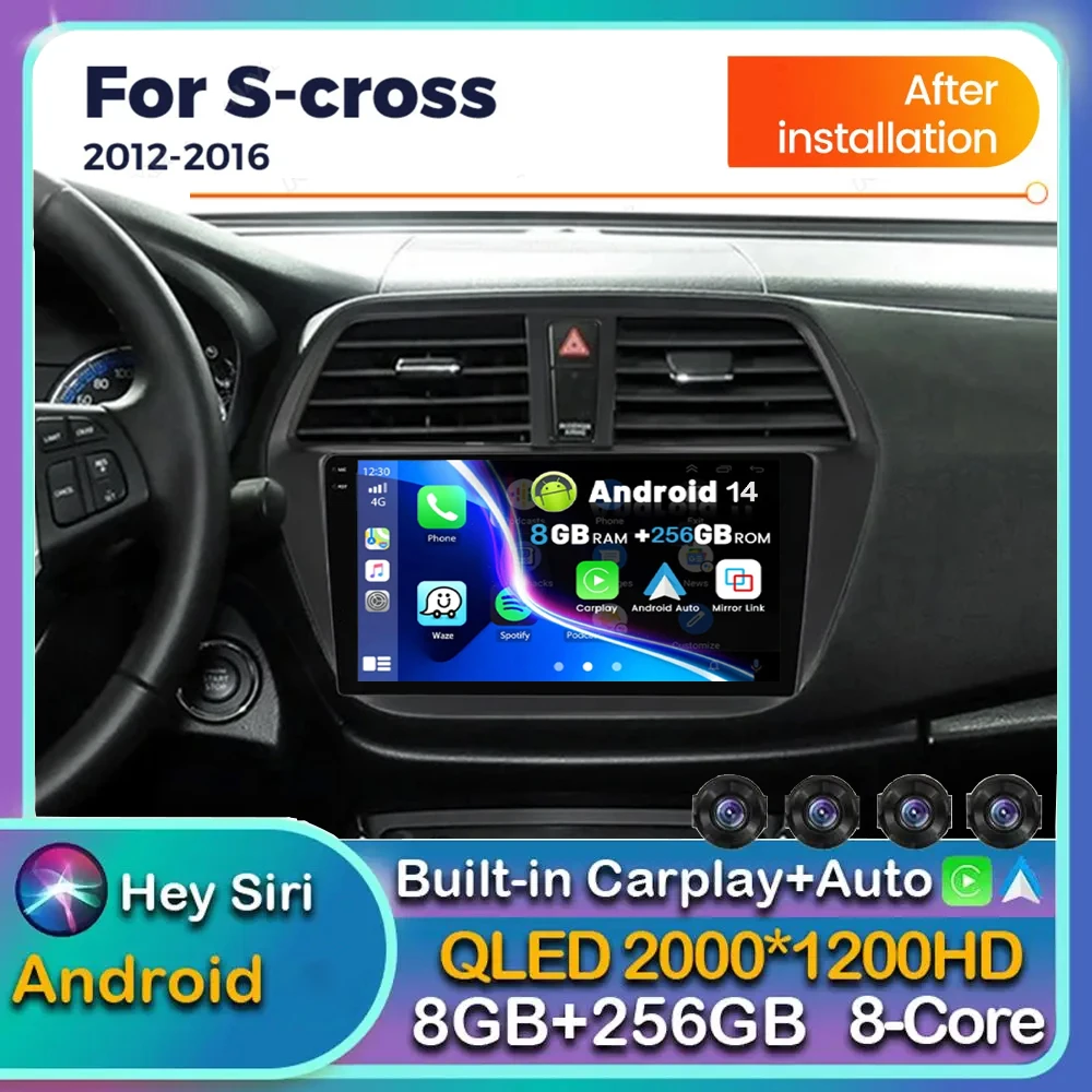 

Android 14 Carplay Авто WIFI + 4G автомобильное радио для Suzuki SX4-CROSS 2014-2017 мультимедийный видеоплеер навигация GPS стерео головное устройство