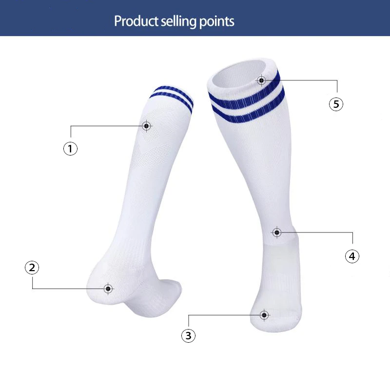 Kids Adult Football Long Socks Breathable Two Ring Head Tube Knee Soccer Performance Socks Cotton Polyester Spandex Mesh Socks