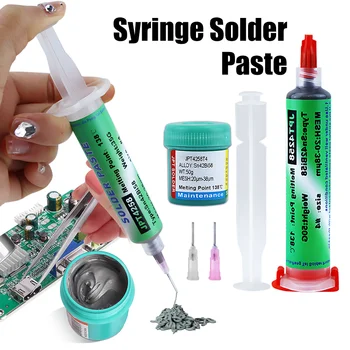 138 ℃   ไร้สารตะกั่ว Sn42Bi58 SMD เชื่อมวางไม่มี Clean Solder Paste สําหรับโทรศัพท์ส่วนประกอบซ่อมต่ําอุณหภูมิ Solder Paste