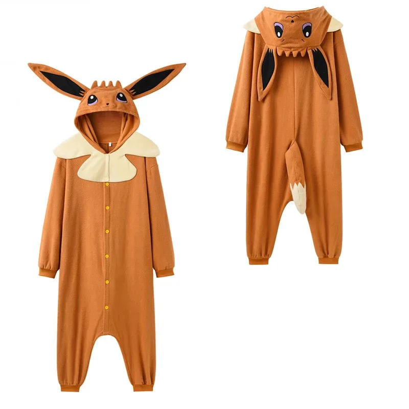 2025 새로운 여성 Onesies Eevee 코스프레 의상 성인 Pijamas 할로윈 Kigurumi 크리스마스 전신 옷 겨울 Hom ☆ wrl로 ☆