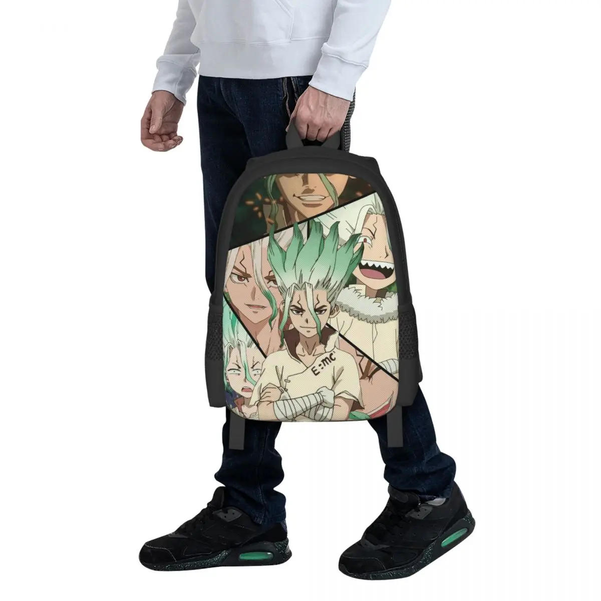 Senku Ishigami Dr Stone Apan Anime Student Backpack School Bag Hiking Travel Daypack for Men Women Fashion Bookbag Shoulder Bags