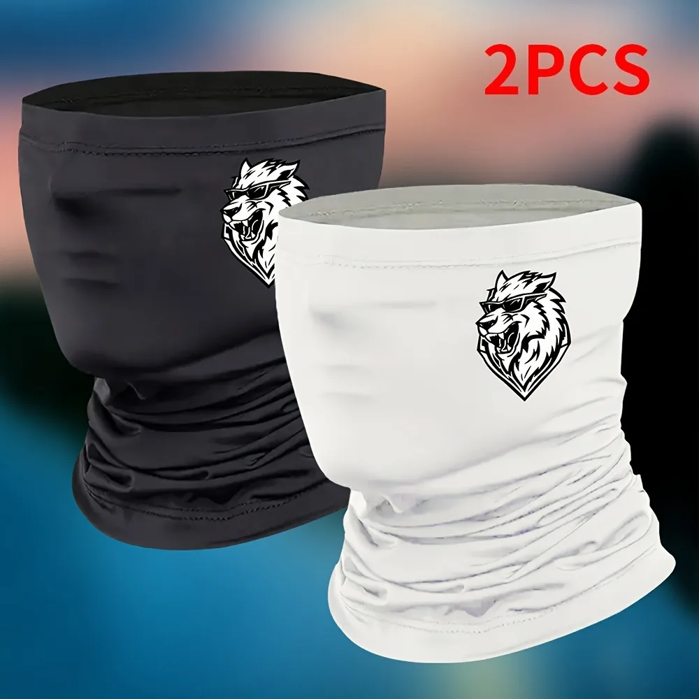 1pc/2pcs Print Neck Gaiter Scarf, Windproof Balaclava,Fishing Running Mask. Multi-Use Neck Gaiter, Sports, Windproof, Dustproof