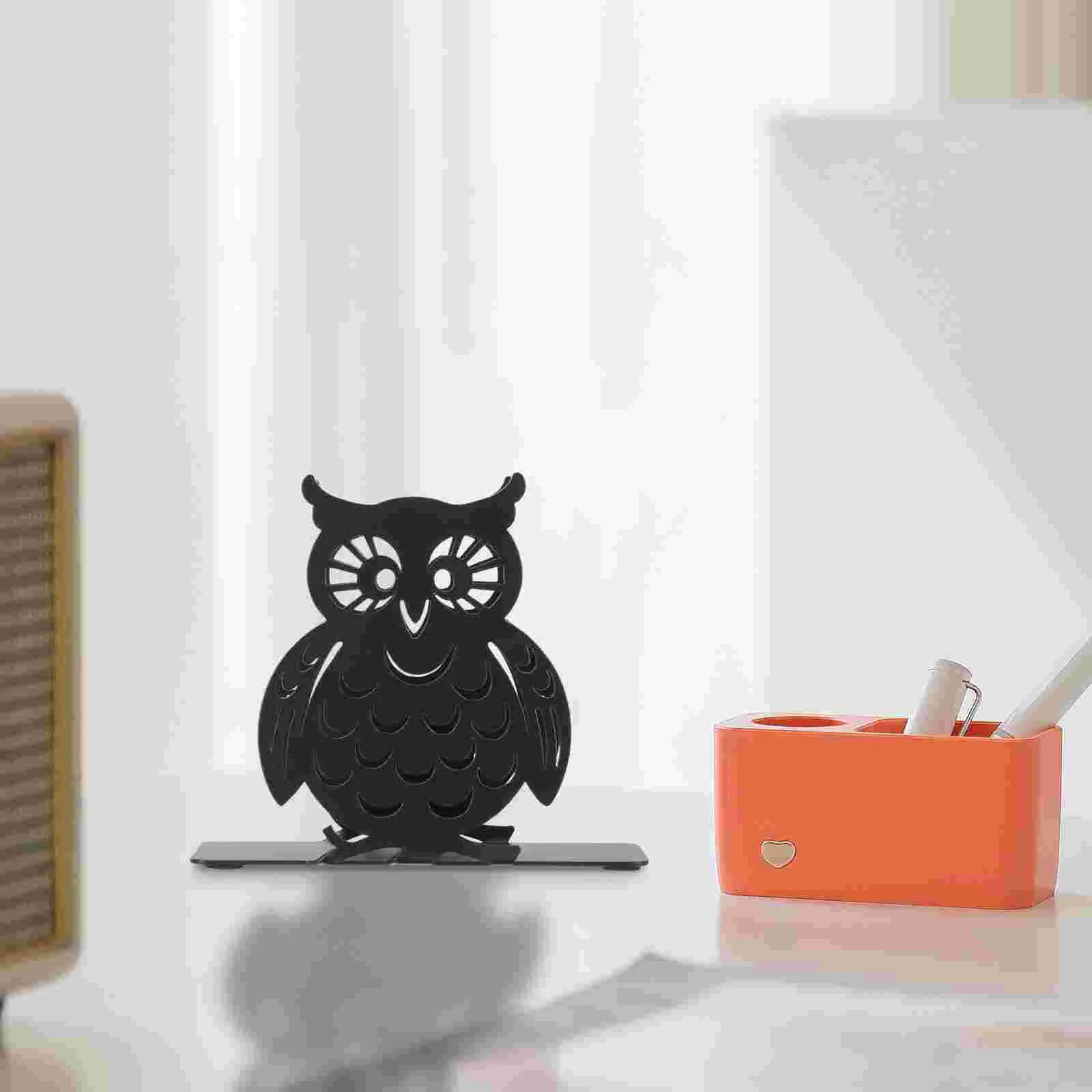 

Stand Owl Napkin Holder Toilet Paper Dinner Black Wrought Iron Decorative Animals