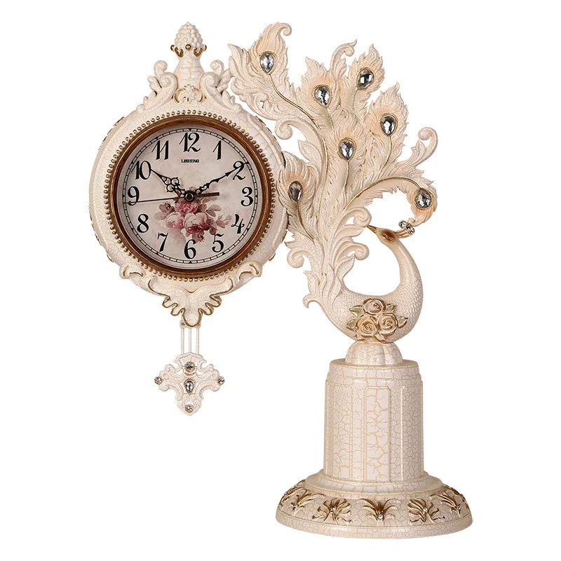 

Living room clock, peacock craft ornament table clock