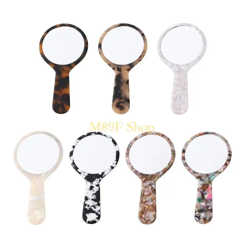 

M89F Acetate Round Cosmetic Mirror With Ergonomic Handle For Professional Makeup Touches Ups