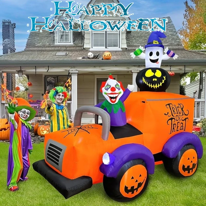 8FT هالوين نفخ اللعب مهرج شبح شاحنة المدمج في المصابيح هالوين مخيف لحديقة ساحة الطرف الديكور نفخ نموذج #3