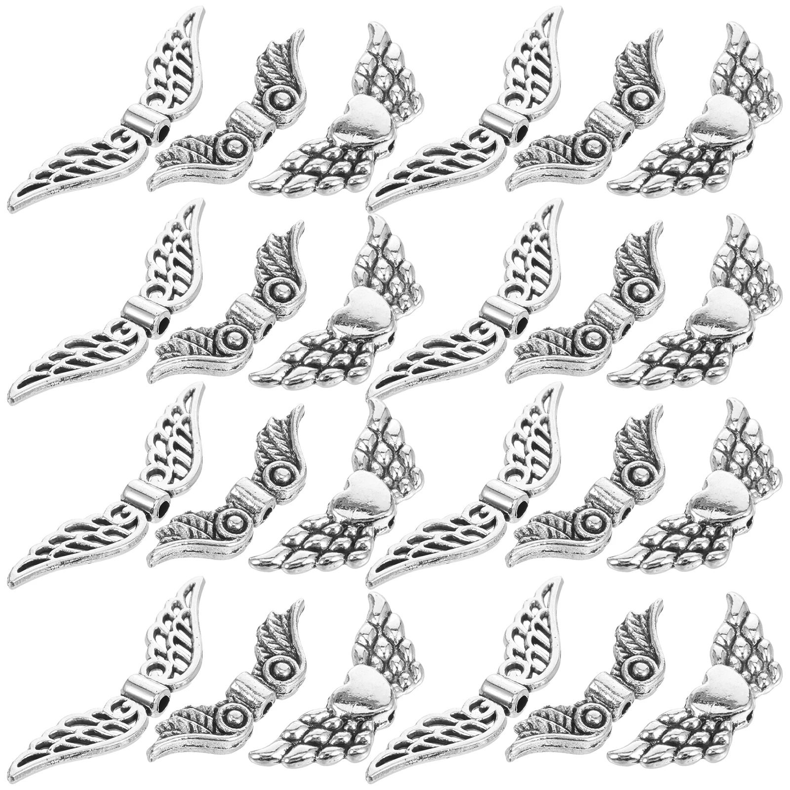

60pcs Angel Wings Accessories Jewelry Beads Alloy Charms Vintage Fairy Wing Earring Necklace Making Crafts Bracelet