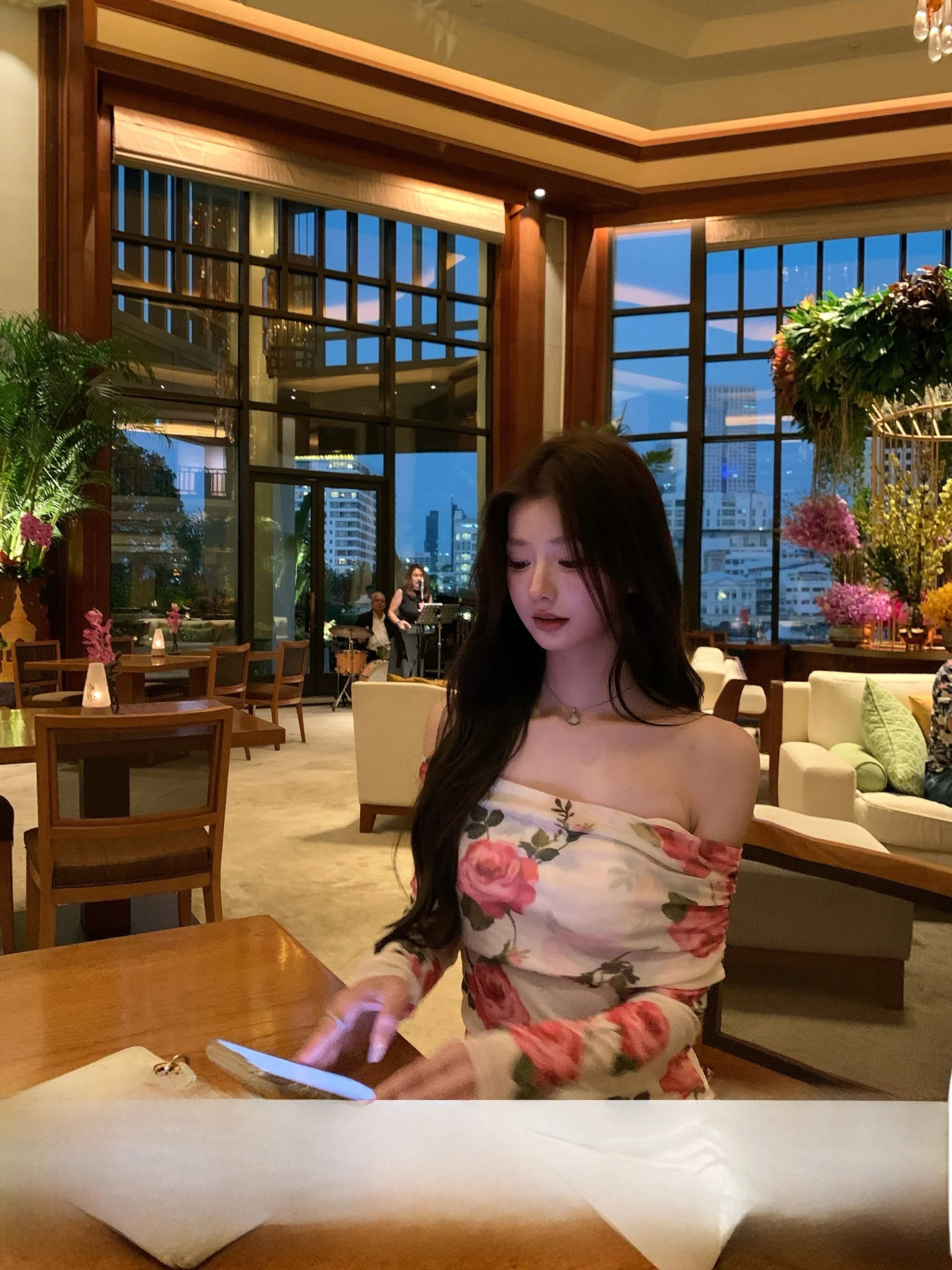 

YOLI Rose Dance Style Knitted Sweater One Shoulder Slim Fit Red Flower Women's Spring Fashion Top Simple Elegant Long Sleeve