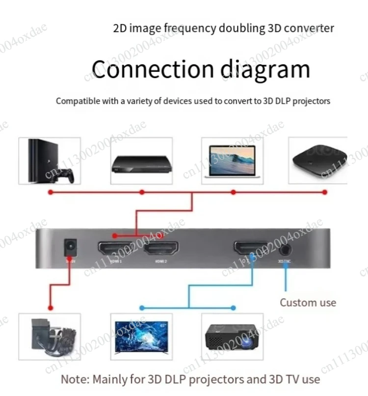 2D high definition movie left and right to 3D converter DLP projection frequency doubling 720p120HZ supports full format