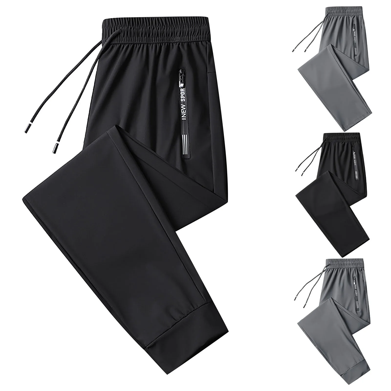 

2024 Summer Cool Pants Men Plus Szie Sweatpants Fashion Casual Stretch Pants Male Big Size Summer Trousers with zipper pocket