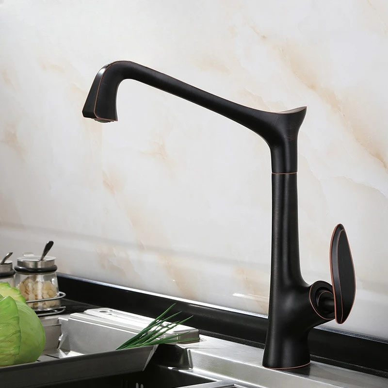 Lavello da cucina interamente in rame, rubinetto caldo e freddo, antispruzzo, girevole