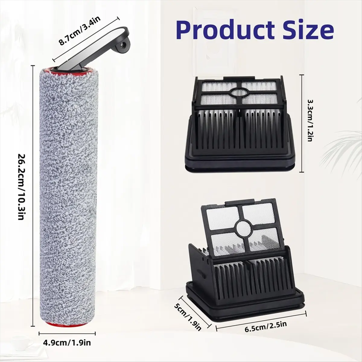 Rouleau de brosse et filtre de remplacement ABKB pour aspirateur sans fil humide et sec H12 Pro, H12 Dual, G10 Pro