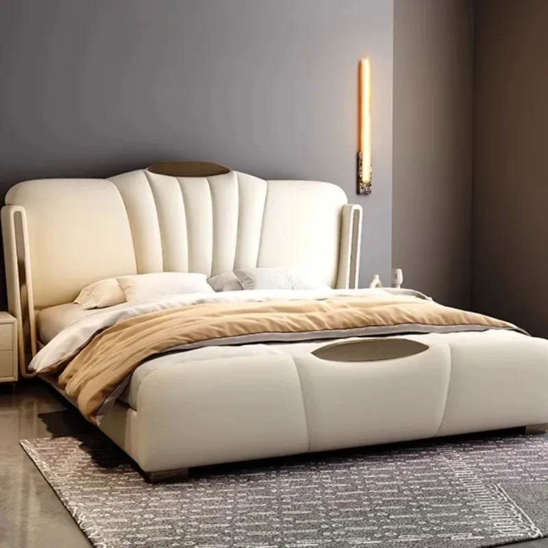 

Modern Aesthetic Floor Bedroom Beds Family Queen 180x200cm Luxury Bed Frames French Unique Full Size Home Bedroom Furniture