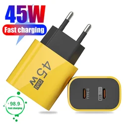 45W GaN Dual PD Ładowarka Szybkie ładowanie Adapter USB Do iPhone 15 iPad Samusng Huawei Tablet Laptop USB-C Wtyczka szybkiego ładowania