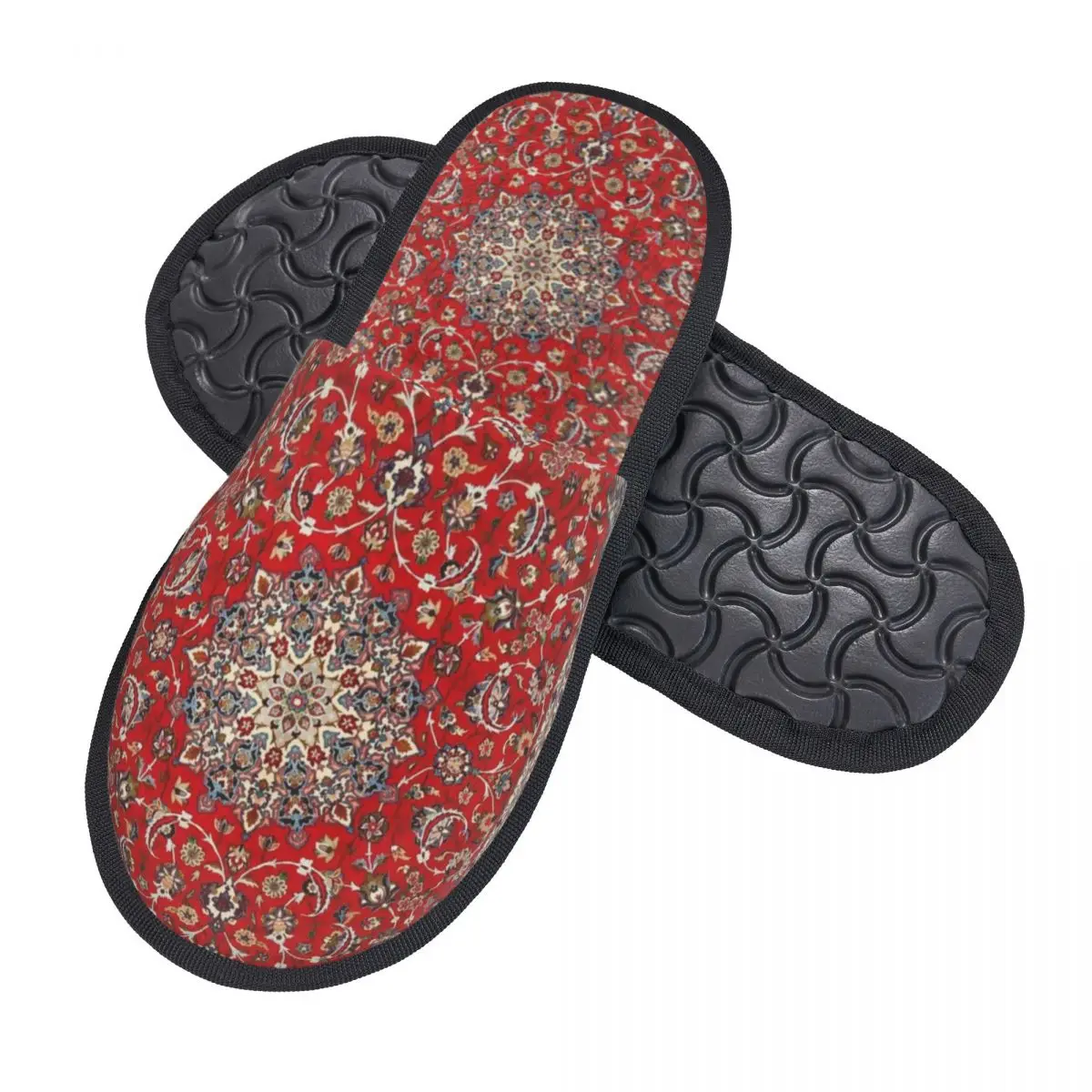 Custom Antique Silk Wool Persian Rug Memory Foam Slippers Women Comfy Warm Bohemian Ethnic Kilim House Slippers