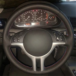 Car Steering Wheel Cover Anti-Slip Black Leather Original Steering Wheel Braid Car Accessories For BMW E39 E46 325i E53 X5