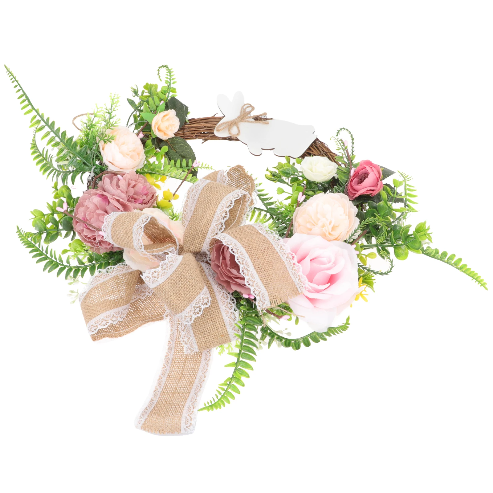 

Easter Bunny Wreath Artificial Flower Spring Decor Door Wall Home Indoor Wood Material Party Supplies Garland Hanging Scene
