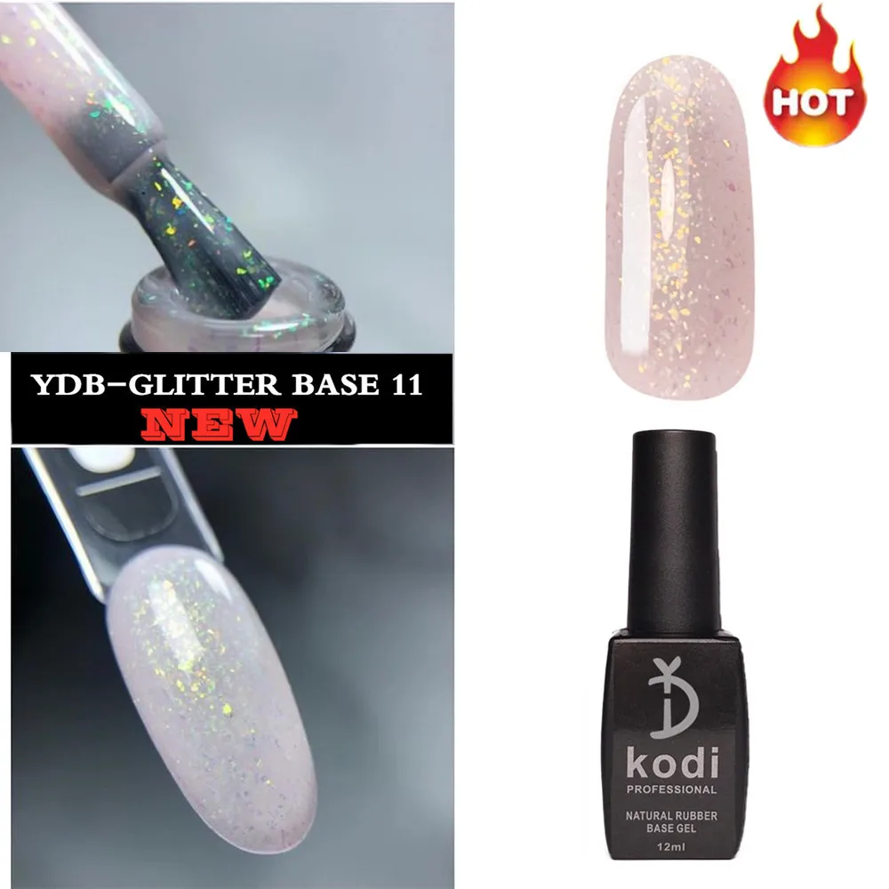 YD KODI PROFESSIONAL 12ML Base Gel 2 in 1 Glitter Base Gel Nail Polish Base Coat UV Gel Nail Polish White Color Nail Base Gel