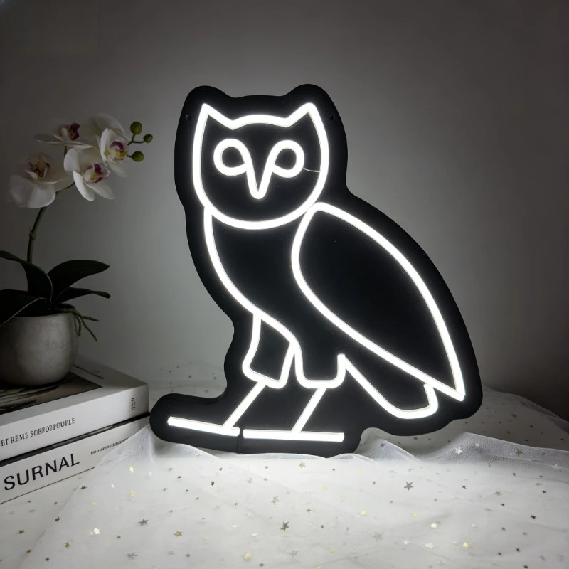 フクロウネオンサイン-led-ナイトライト-3d-アクリル動物ウォールアート子供部屋寝室デスクランプカフェバー装飾ギフト