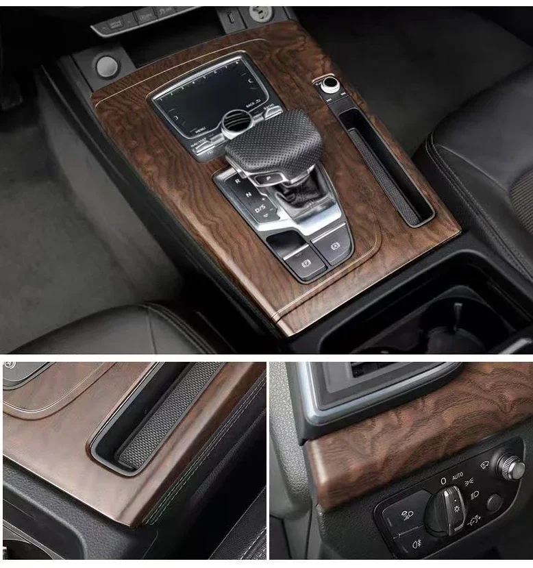 

Wood Grain Overlay Interior Trim Cover for Audi Q5 LHD 2018 2019 2020 2021 2022 2023 2024 Gears, Doors Panel, Air Outlets, Dash