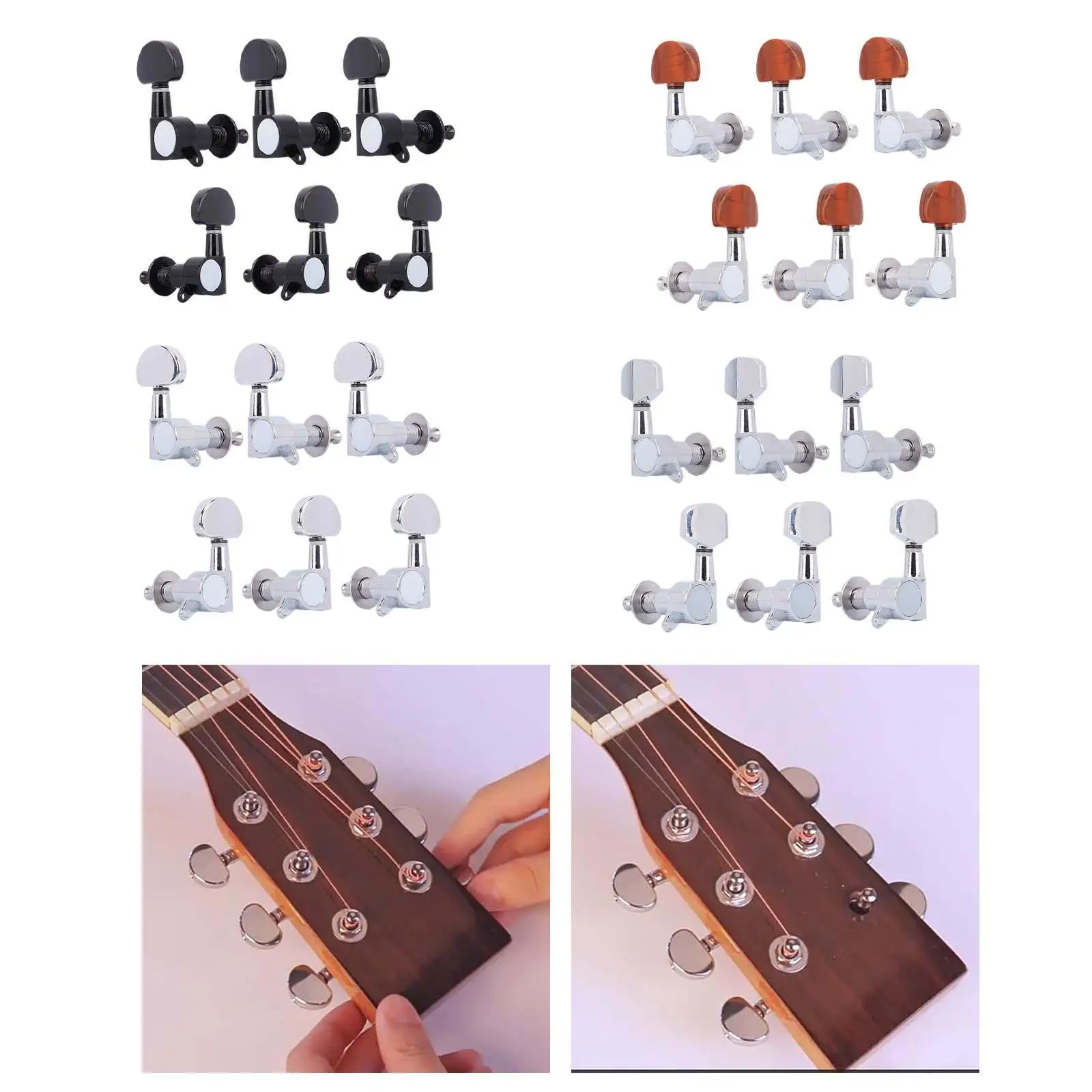 6Pcs 3L3R Guitar Tuning Pegs Guitar String Tuning Pegs Machine Sealed Guitar String Tuning Pegs for Guitars Accessory Parts