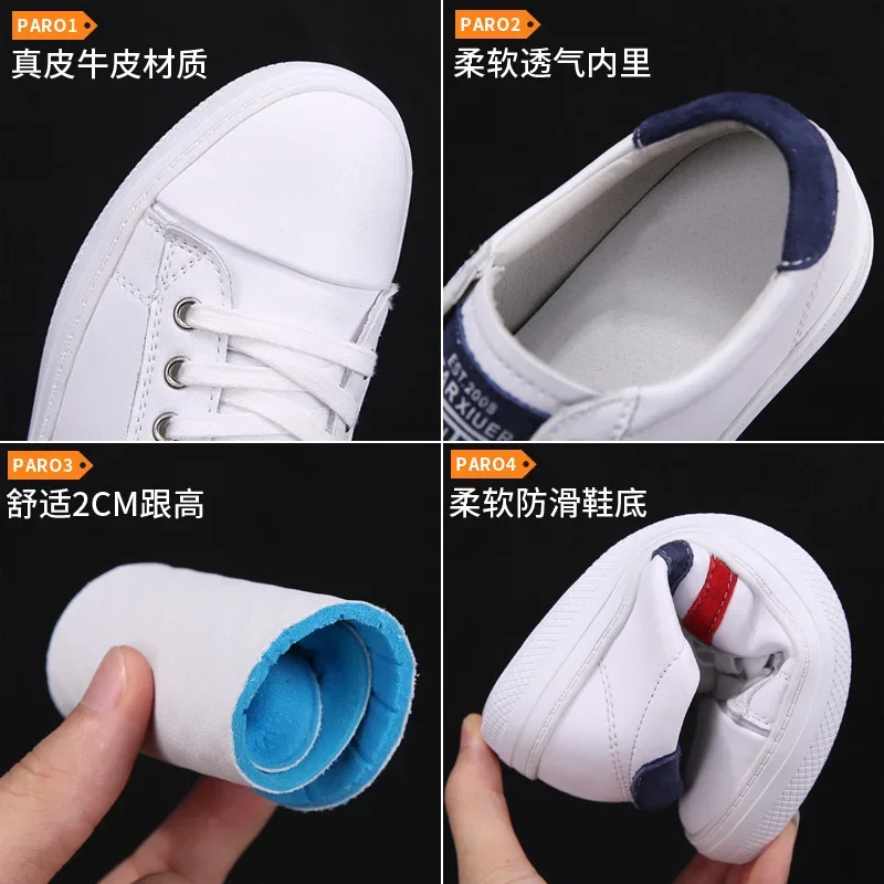 Leather shoes white 2020 spring, autumn, and winter casual shoes flat soled soft soled breathable sports shoes