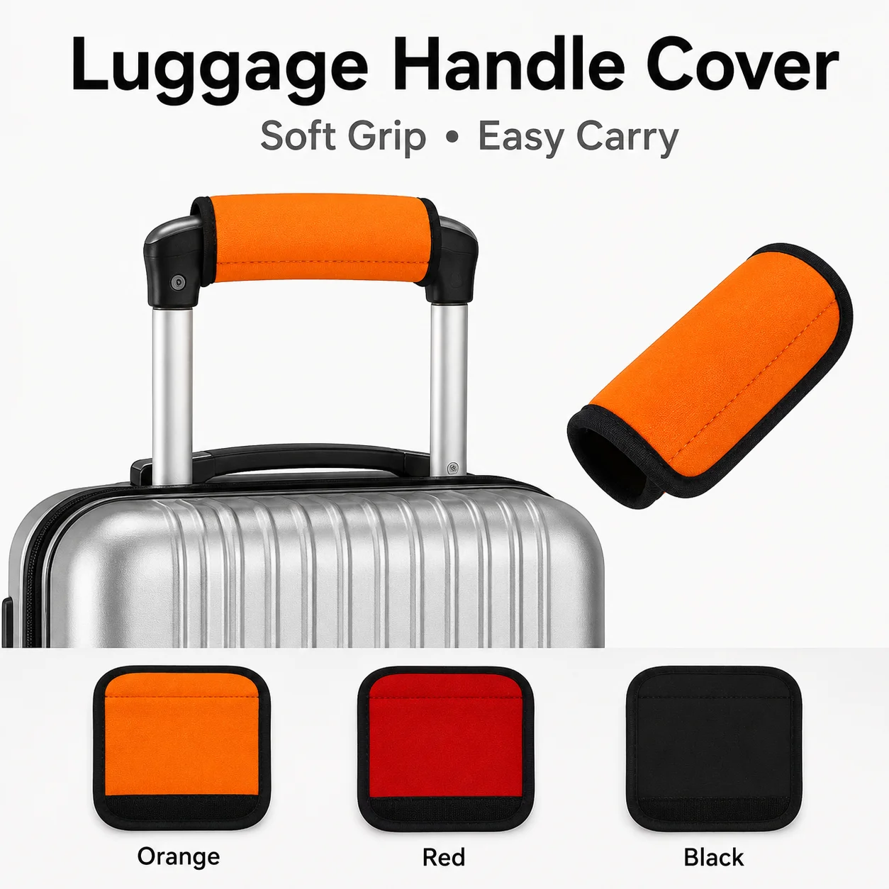 Luggage Handle Cover for Suitcase, Elastic Wear-Resistant Travel Grip Protector, Carry-On Trolley Handle Sleeve, Soft Anti-Slip Handle Wrap