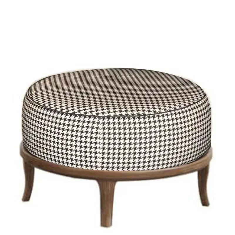 Customized Living Room Stool Luxury Simple Modern Houndstooth Shoe Changing Stool Home Footstool Fabric Bench Sofa Side Ottoman