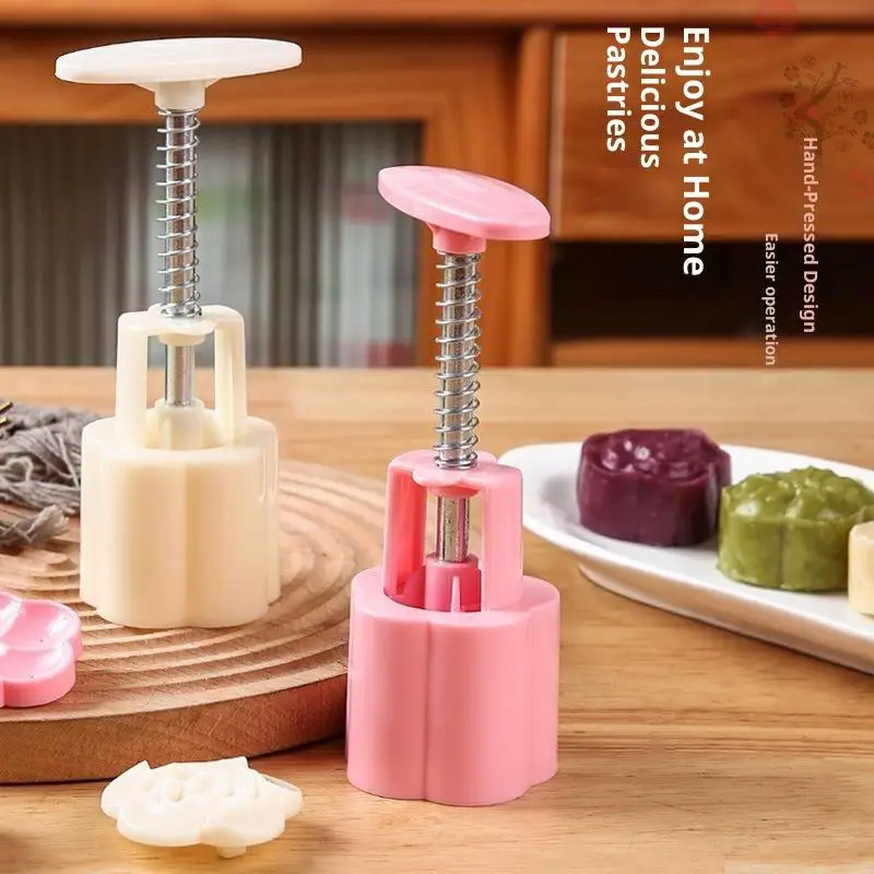 New 1 Set DIY Mooncake Mold Plastic Hand Press Pastry Mold Cake Model Pastry Embossing Make Kitchen Baking Tool