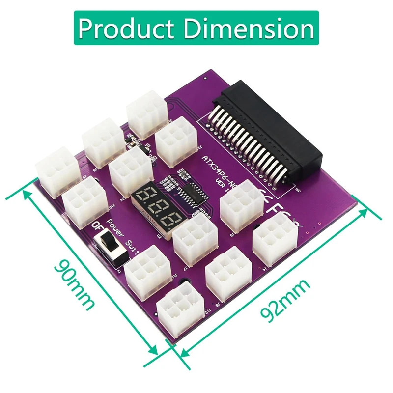 Papan Breakout catu daya versi ditingkatkan dengan 12 buah konektor daya ATX 6Pin untuk Emerson 7001484 untuk penambangan ETH/BTC