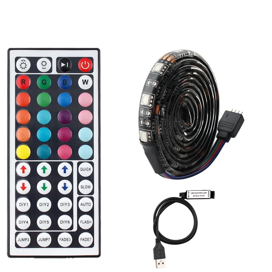 DC 5V USB LED Light Stripe RGB 5050 TV Backlight Wodoodporna taśma LED RGB 1M-5M 5V Strip Lights 44key Remote Control