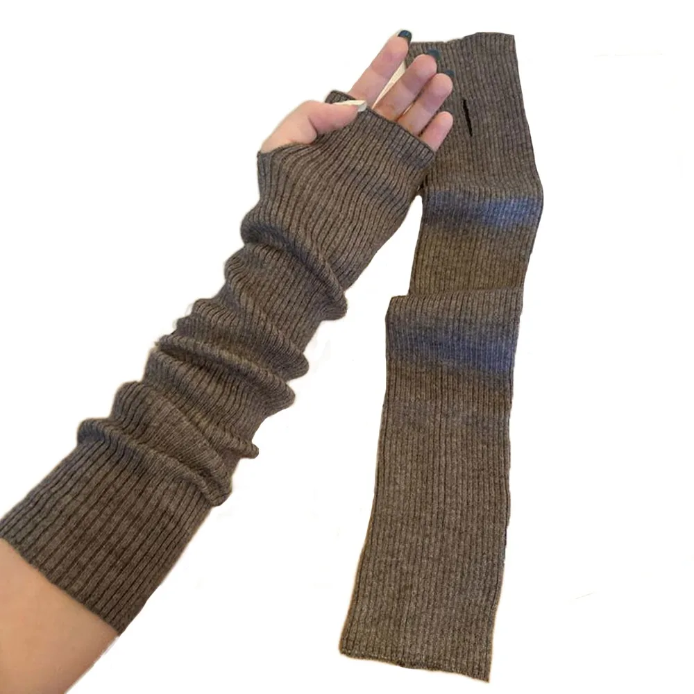 

Модные длинные перчатки без пальцев с накладными рукавами, однотонные теплые рукава, гетры в стиле панк, перчатки для улицы