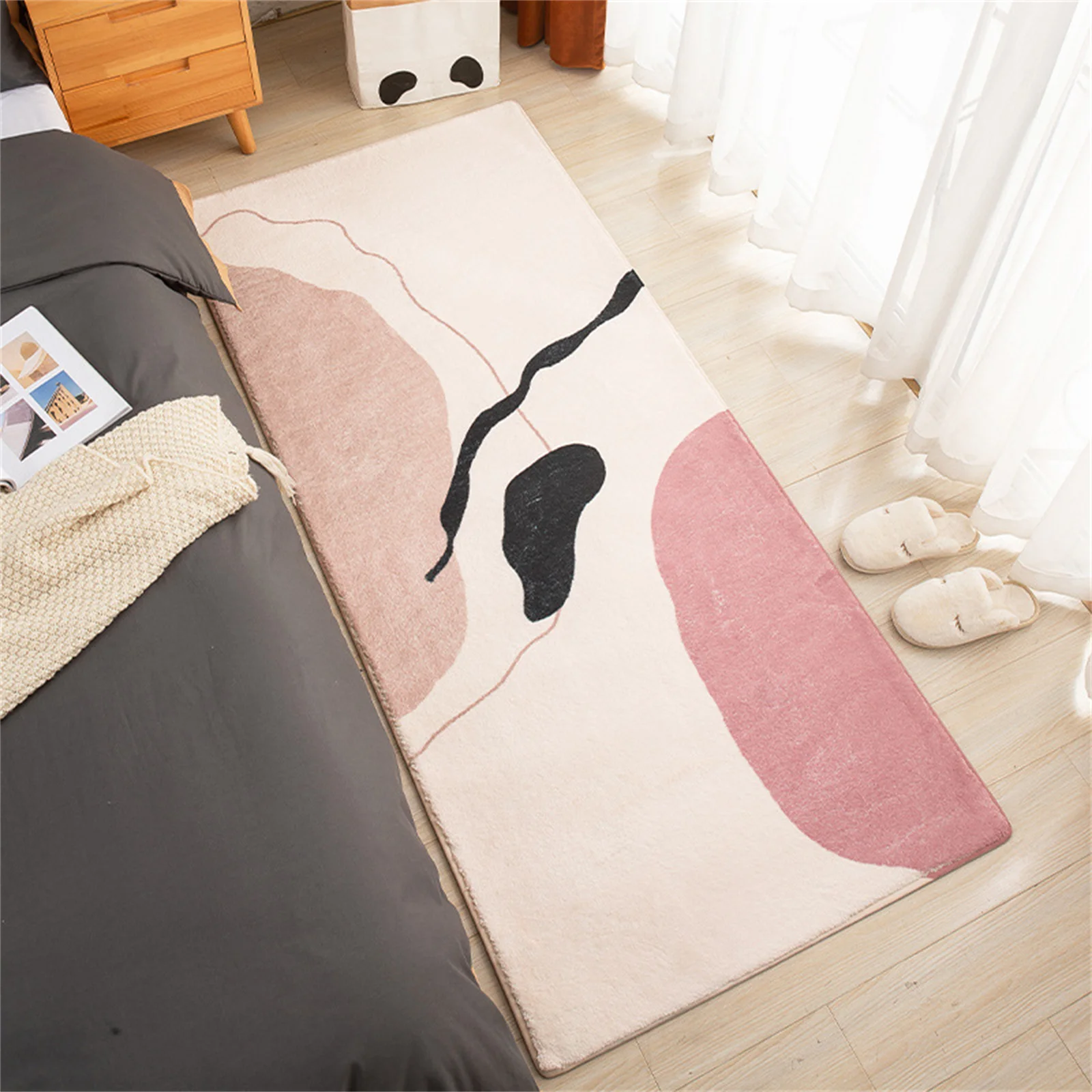 Bedroom Carpet Nordic Imitation Cashmere Thickened Long Bedside Non-Slip Mat Environmental Protection Skin-Friendly Rug