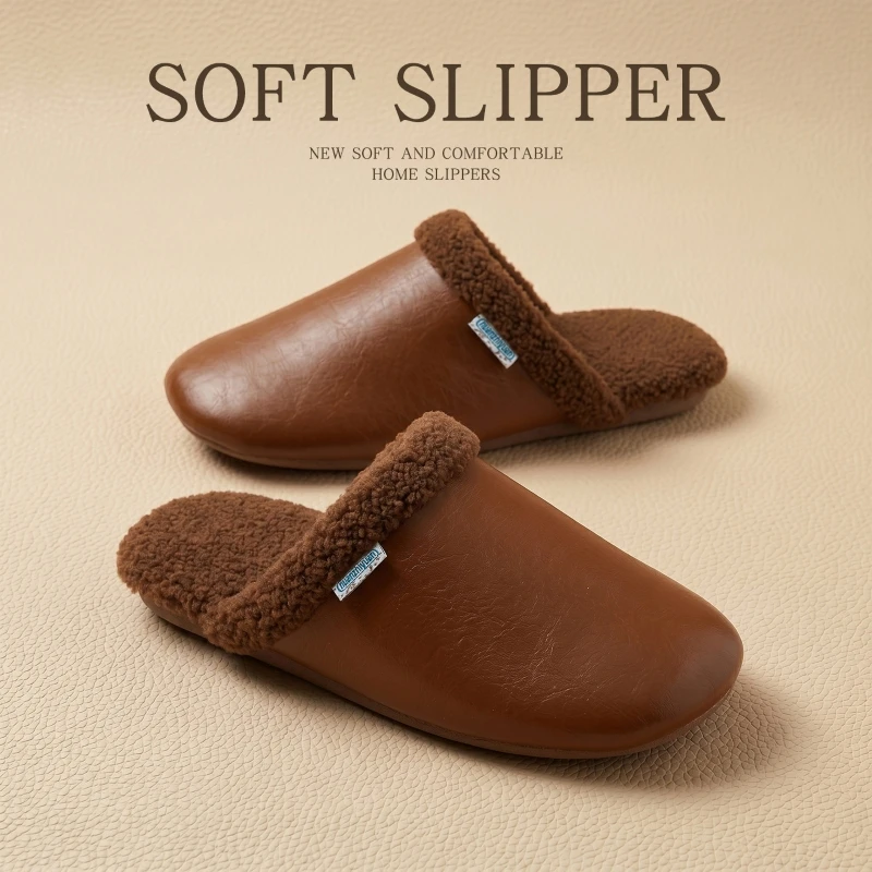 Indoor Rest Cotton Slippers Thick Cushioned Plush Insole Gentle Fabric Anti Skid House Shoes for Men Women Household Life