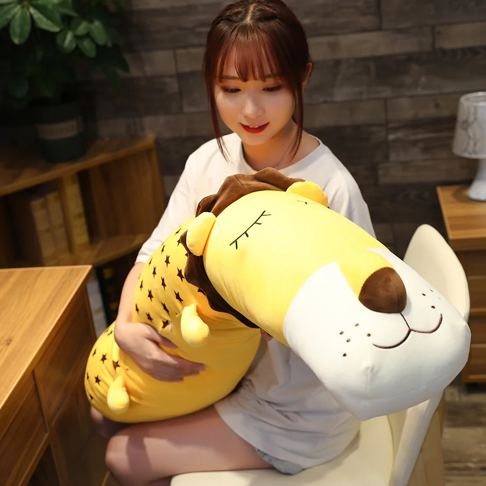 Kawaii New Huge Cute Long Animal Plush Toy Pillow Soft Cartoon Unicorn Lion Dog Stuffed Cushion Dolls for Kids Christmas Gift