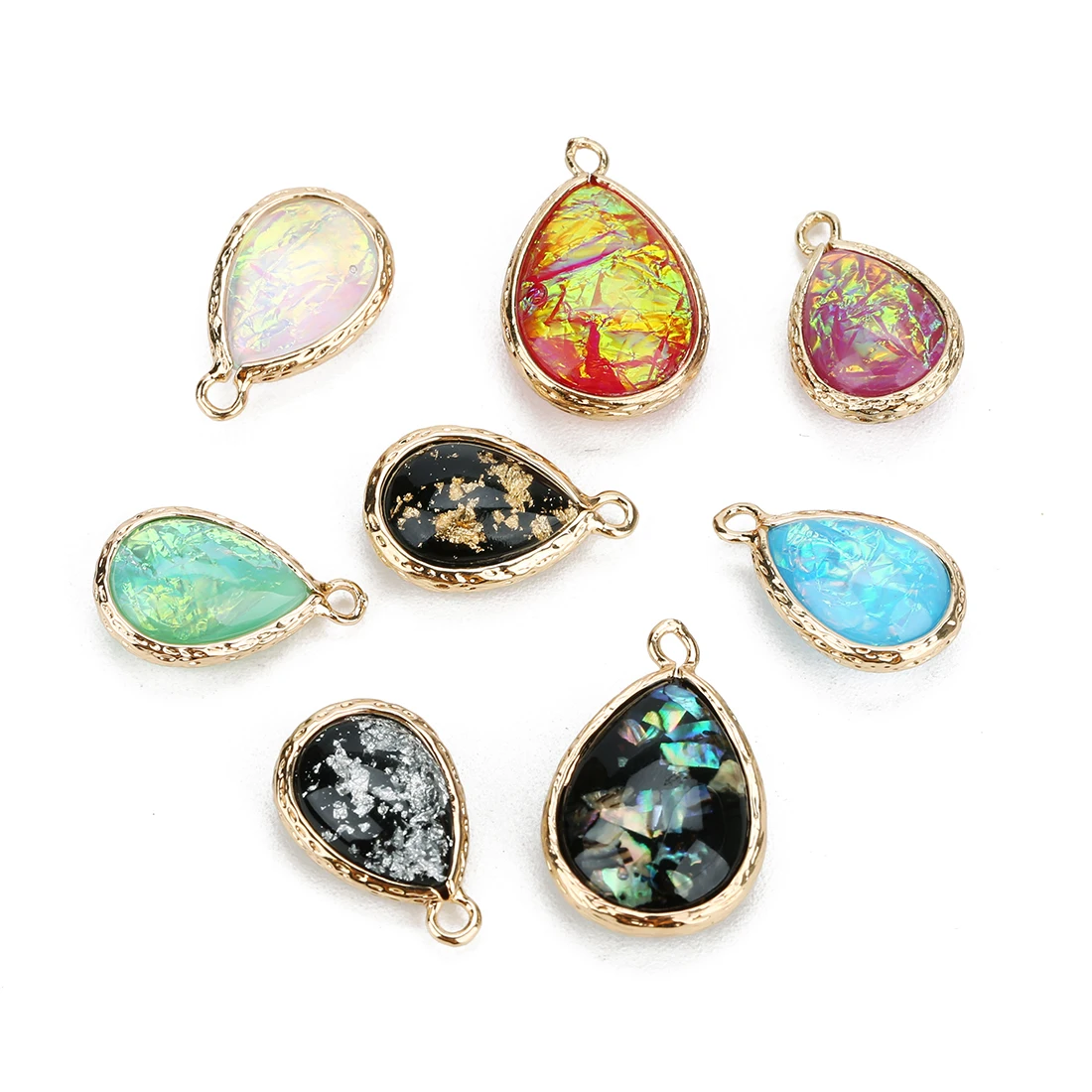 5Pcs/lot Resin Charm Beads Imitation Opal Water Drop Shape Pendant for Jewelry Making DIY Necklace Bracelet Earring Accessories