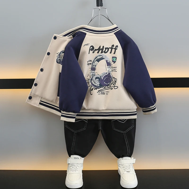 

Демисезонная бейсбольная куртка для мальчиков, детская верхняя одежда из смесового хлопка, с длинными рукавами, на молнии, дышащая, молодежная модная модель