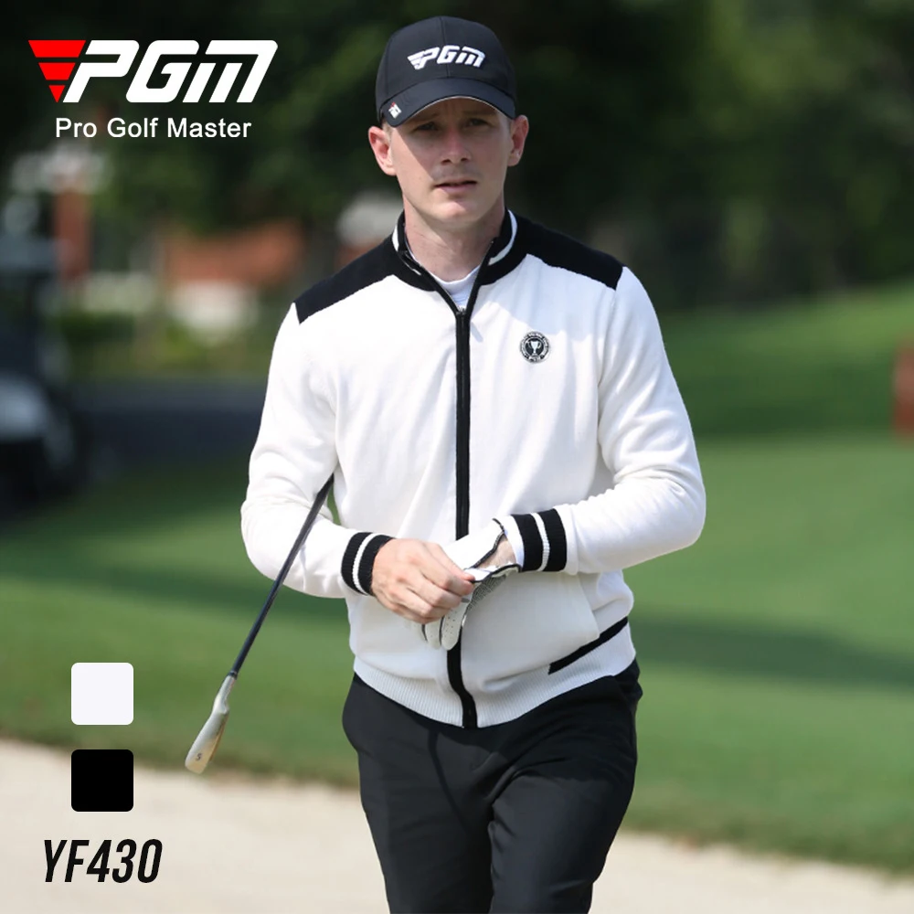 PGM Men\'s Long Sleeve Sweater Golf Jacket Man Winter Autumn Golf Clothing Male Leisure Warm Knitted Coat Sports Cardigan YF430