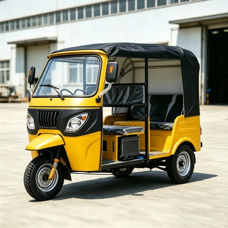 for African Fuel Yellow Tuk Tuk Overseas Double Row Passenger Tuktuk Tricycle Motorcycle Export