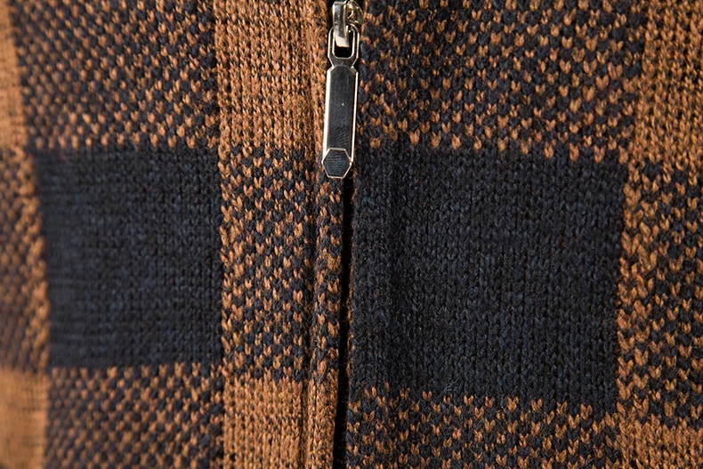Männer Neue Winter Plaid Pullover Mit Kapuze Strickjacke Kalten Mantel Wolle Zipper Jacke Herbst Fleece Warme Kleidung Karierten Stricken Jumper – Detail 16
