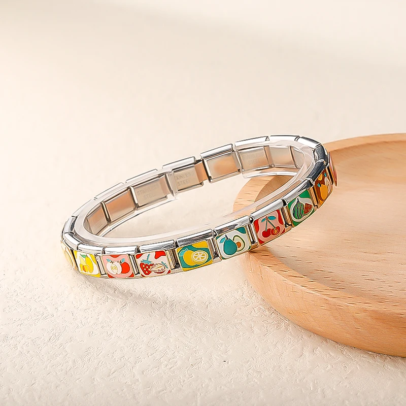 Hapiship 2025 Original Fruit Cherry Strawberry Italian Charm Fit 9mm Stainless Steel Bracelet Making Wholesale Jewelry DJ1391-C