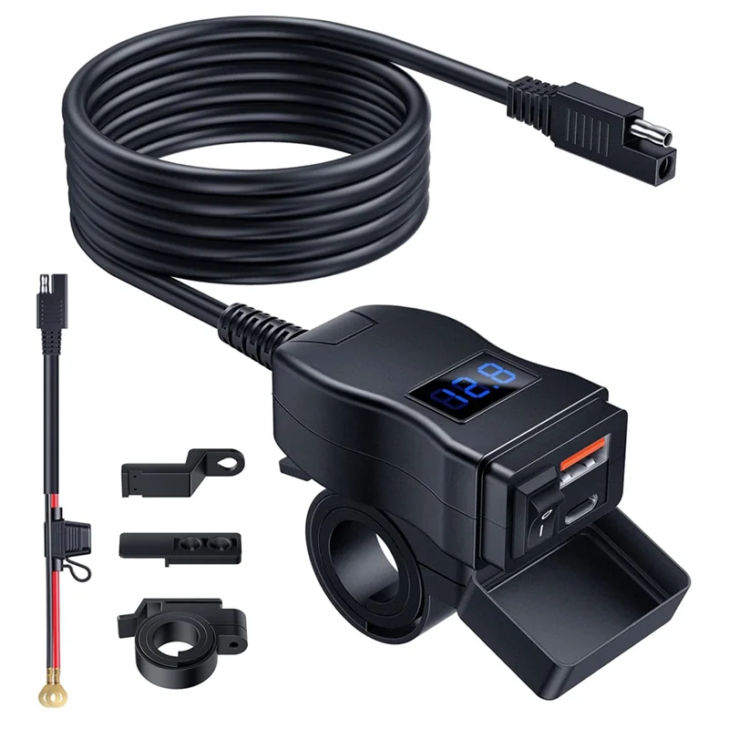 

Professional Motorcycle USB Charger With Voltmeter USB-A+Type-C Motorcycle Charger Motorcycle Phones Fast Charger