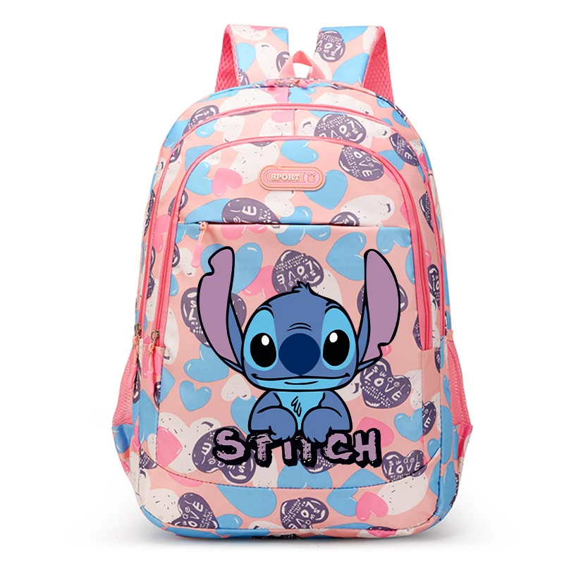 New Kawaii Stitch Girls School Backpack Cartoon Printed School Bag Cute Disney Backpacks Large-capacity Backpack School Supplies